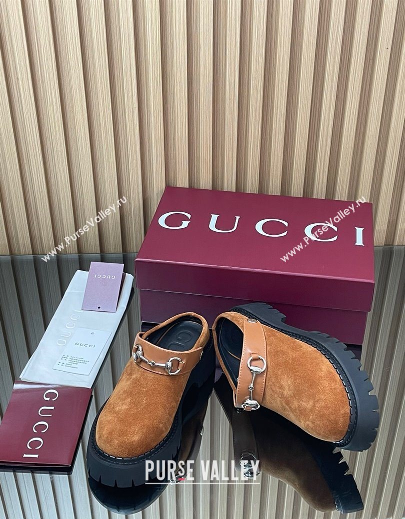 Gucci Suede Mule 5cm with Horsebit 835829 Light Brown 2025 (MD-250828118)