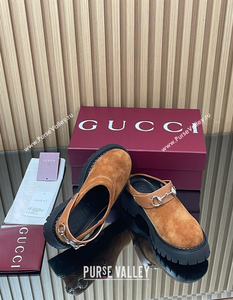 Gucci Suede Mule 5cm with Horsebit 835829 Light Brown 2025 (MD-250828118)