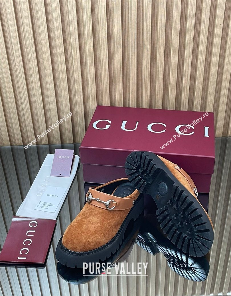 Gucci Suede Mule 5cm with Horsebit 835829 Light Brown 2025 (MD-250828118)