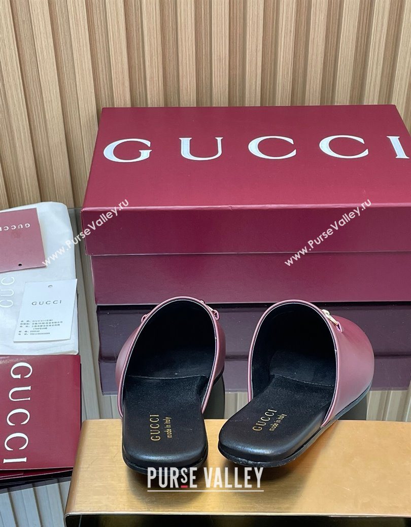 Gucci Leather Flat Mules with Horsebit Dark Brown 2025 849565 (MD-250828120)