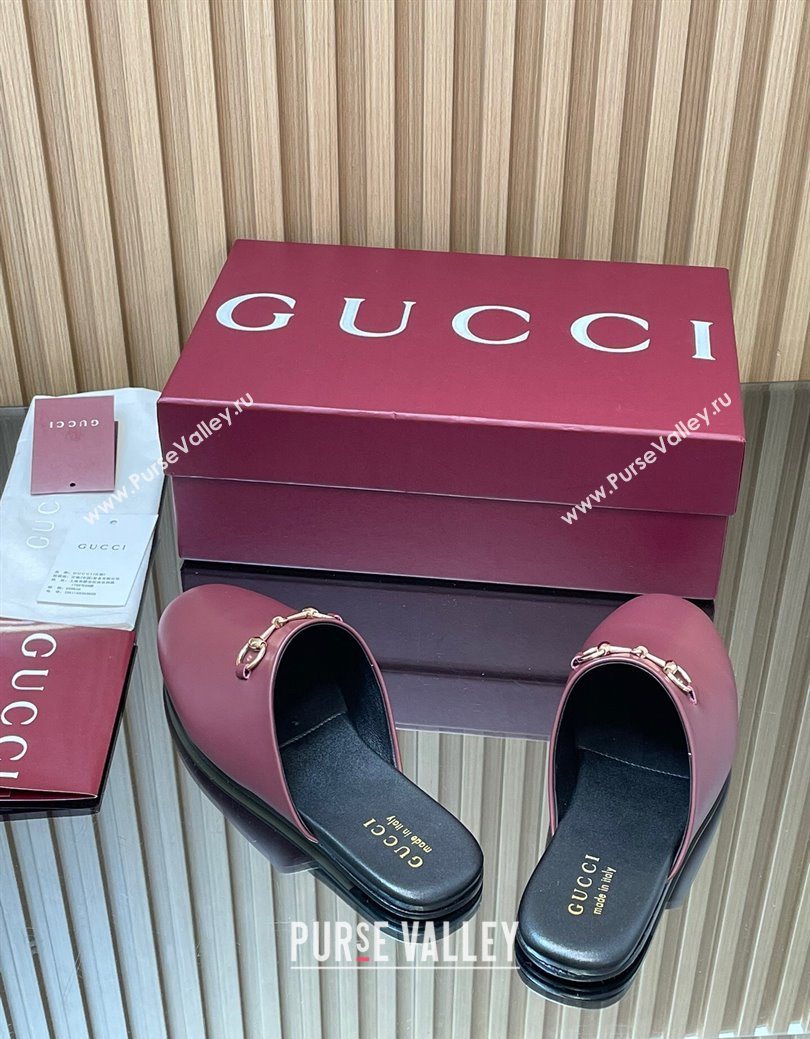 Gucci Leather Flat Mules with Horsebit Dark Brown 2025 849565 (MD-250828120)