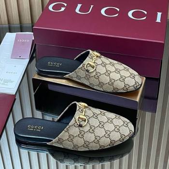Gucci GG Canvas Flat Mules with Horsebit Beige 2025 849565 (MD-250828127)