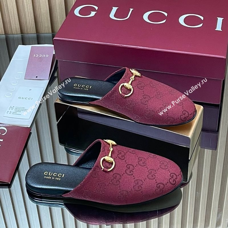 Gucci GG Canvas Flat Mules with Horsebit Ancora Red 2025 849565 (MD-250828128)