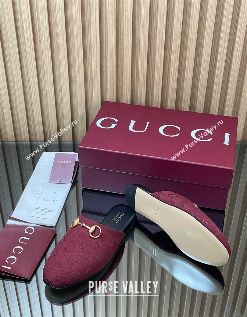 Gucci GG Canvas Flat Mules with Horsebit Ancora Red 2025 849565 (MD-250828128)