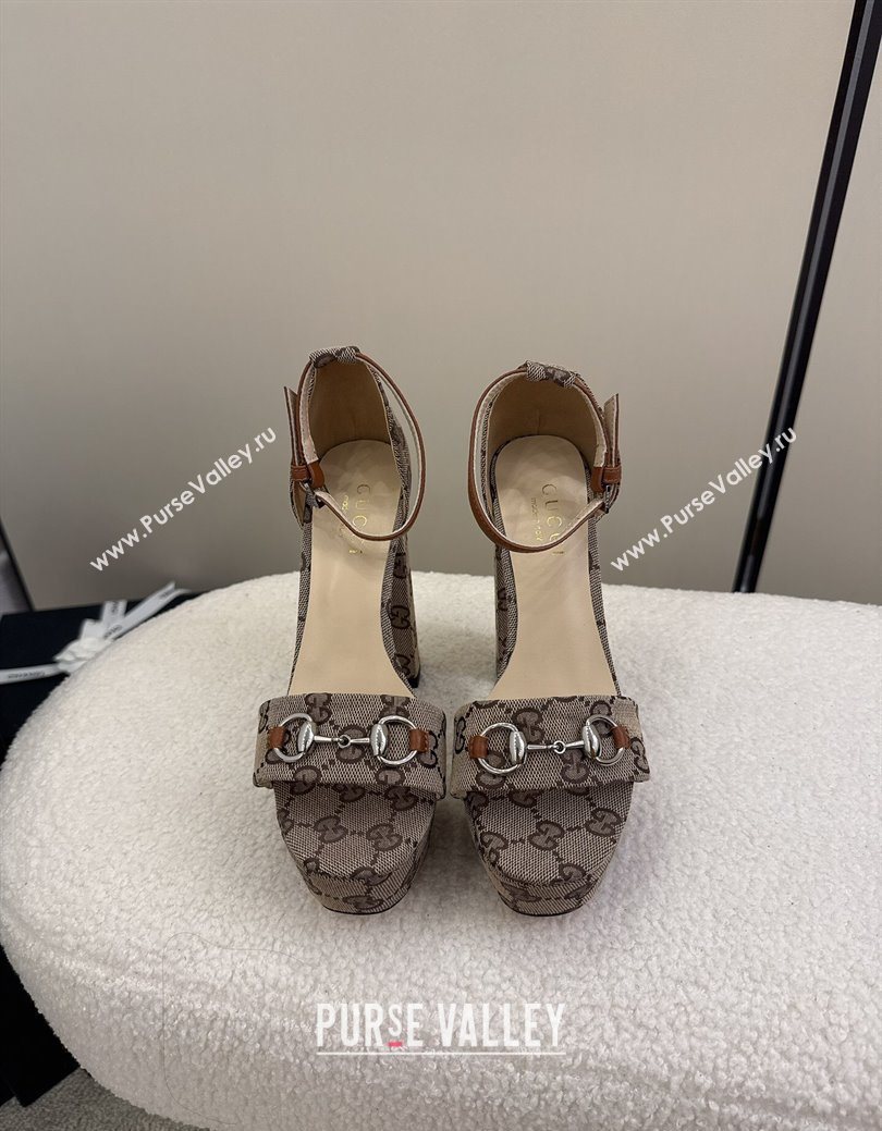 Gucci GG Canvas Platform Sandals with Horsebit Beige 2025 GG082806 (MD-250828130)