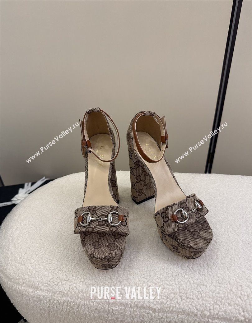 Gucci GG Canvas Platform Sandals with Horsebit Beige 2025 GG082806 (MD-250828130)