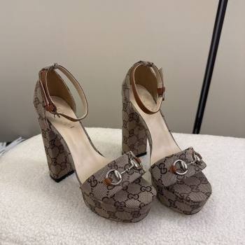 Gucci GG Canvas Platform Sandals with Horsebit Beige 2025 GG082806 (MD-250828130)