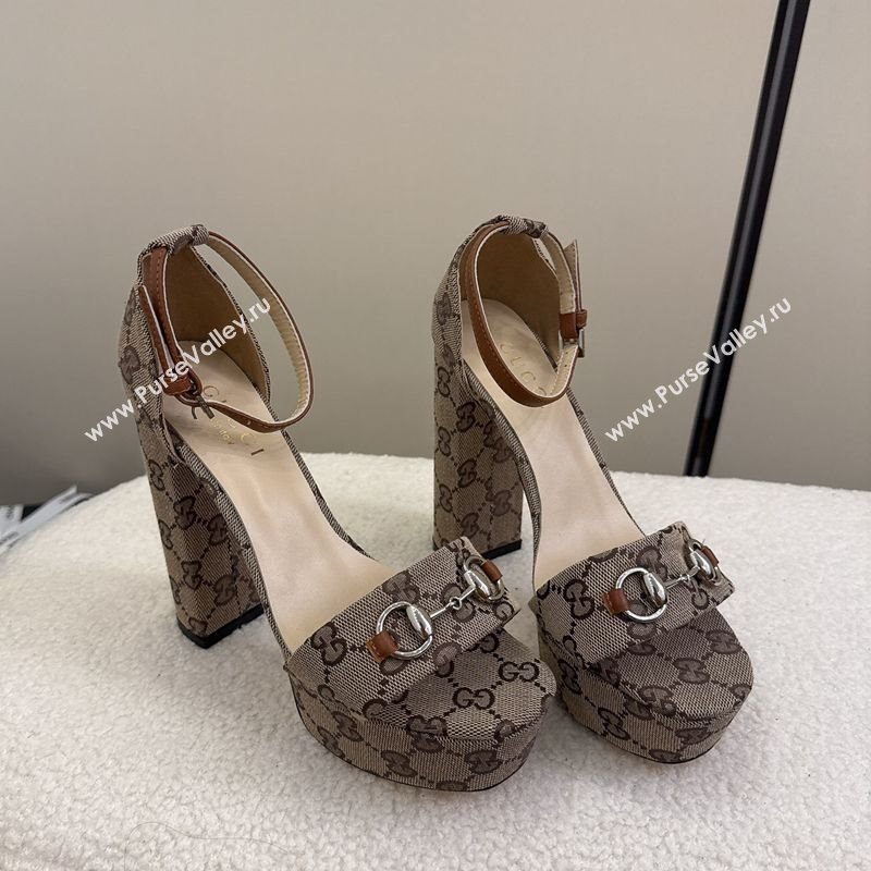 Gucci GG Canvas Platform Sandals with Horsebit Beige 2025 GG082806 (MD-250828130)