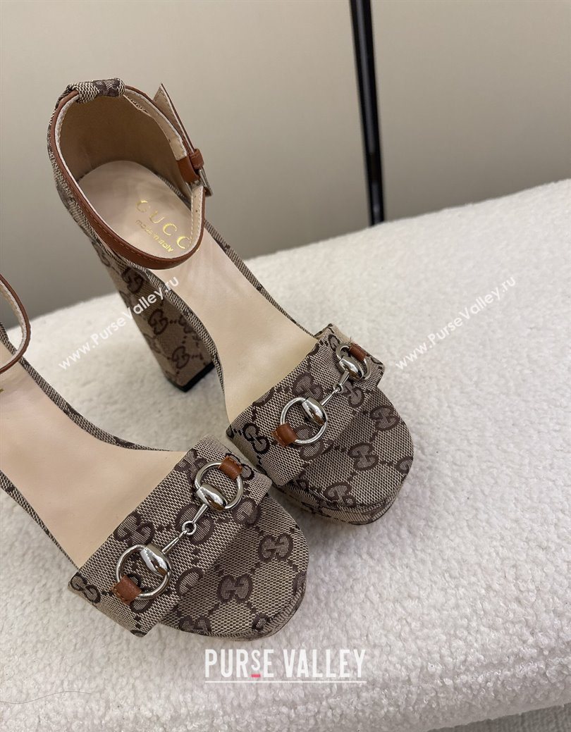 Gucci GG Canvas Platform Sandals with Horsebit Beige 2025 GG082806 (MD-250828130)