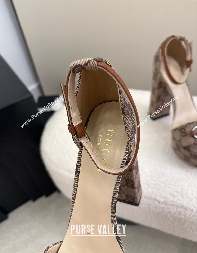 Gucci GG Canvas Platform Sandals with Horsebit Beige 2025 GG082806 (MD-250828130)