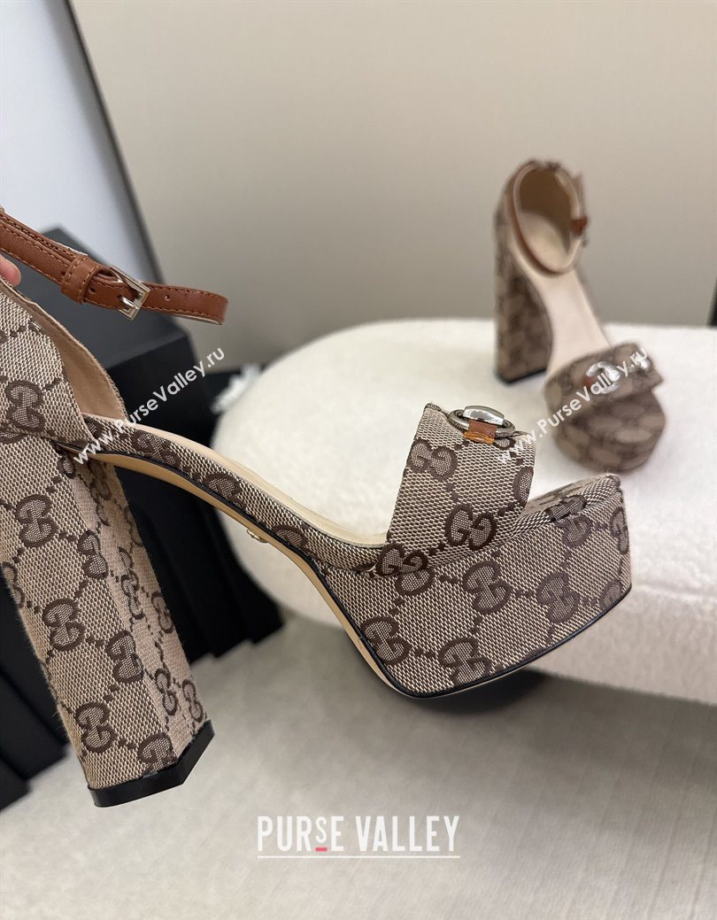 Gucci GG Canvas Platform Sandals with Horsebit Beige 2025 GG082806 (MD-250828130)