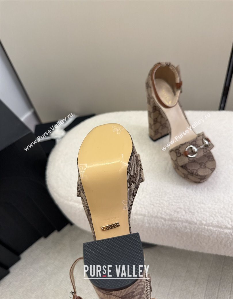 Gucci GG Canvas Platform Sandals with Horsebit Beige 2025 GG082806 (MD-250828130)