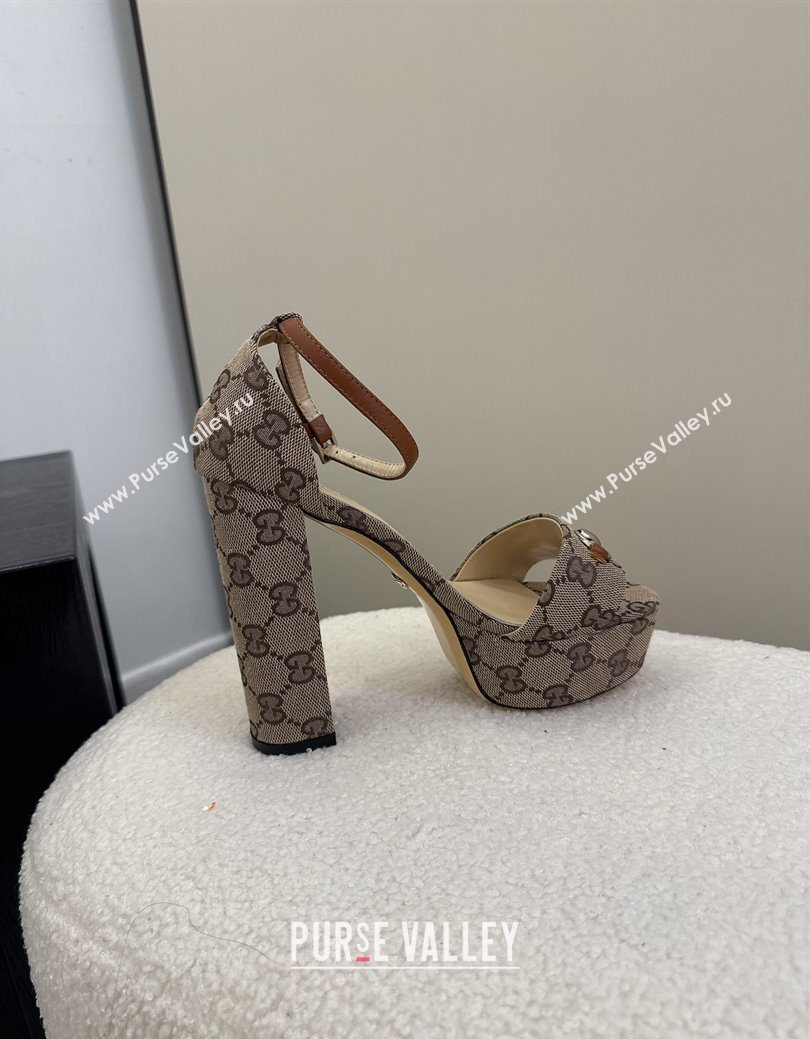 Gucci GG Canvas Platform Sandals with Horsebit Beige 2025 GG082806 (MD-250828130)