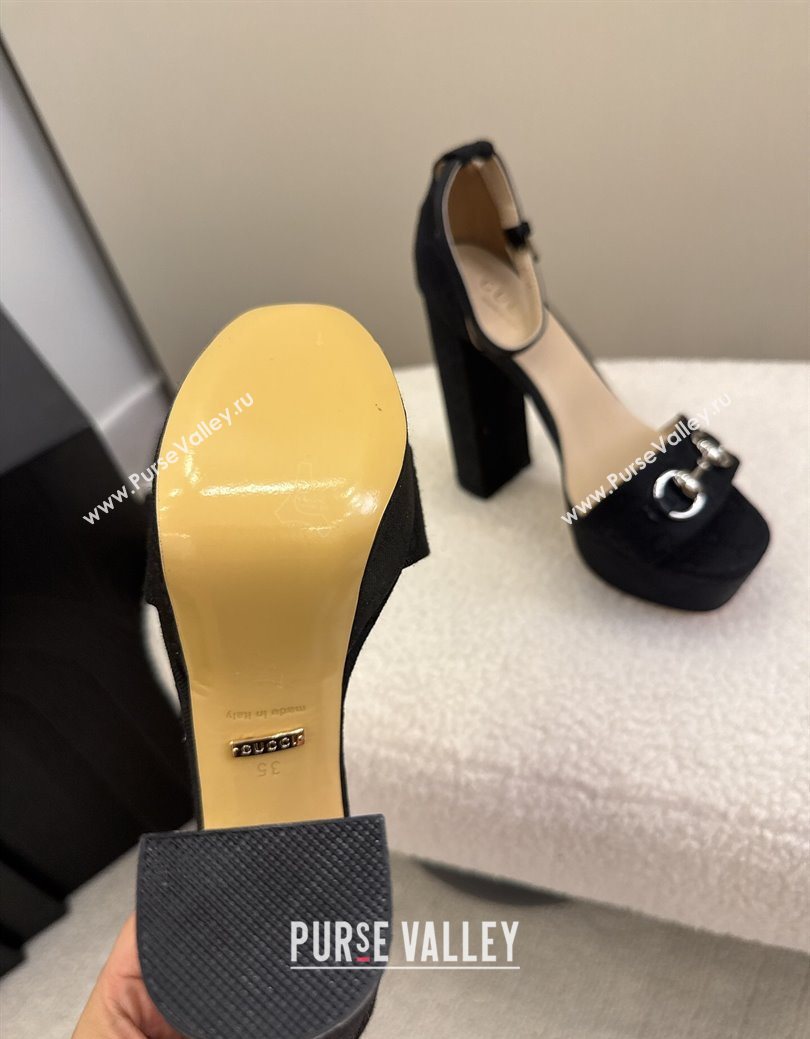 Gucci GG Canvas Platform Sandals with Horsebit Black 2025 GG082806 (MD-250828132)