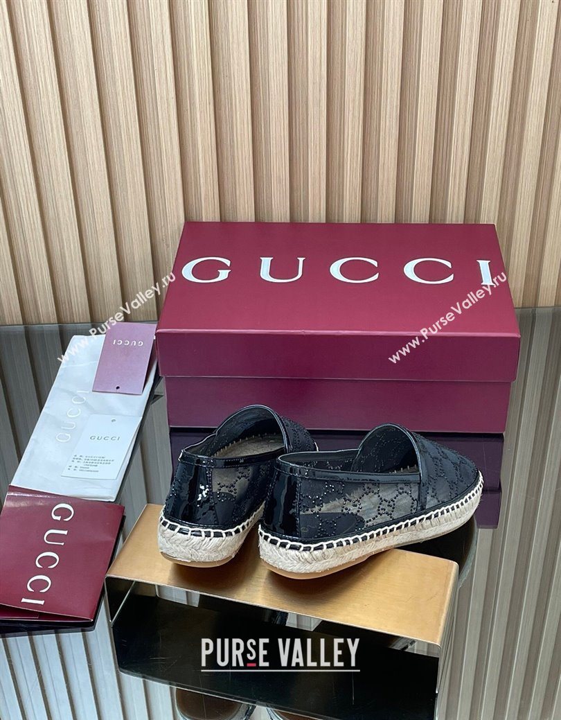 Gucci GG Strass Mesh Espadrilles Flat Black 2025 GG082805 (MD-250828072)
