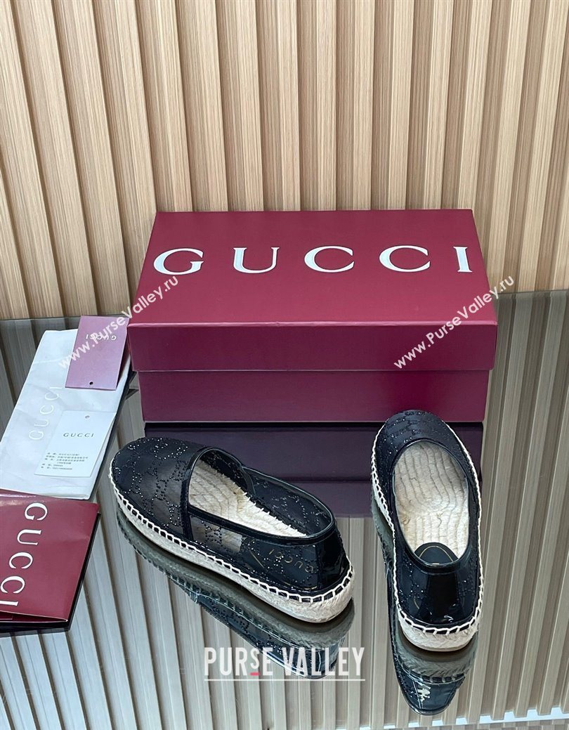 Gucci GG Strass Mesh Espadrilles Flat Black 2025 GG082805 (MD-250828072)