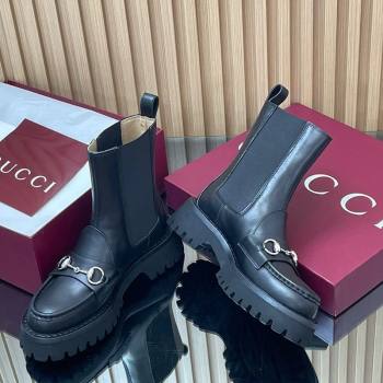 Gucci Leather Ankle Boots 4.5cm with Horsebit Black 2025 834770 (MD-250828083)