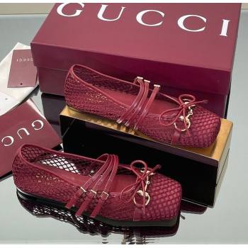 Gucci Mesh Ballet Flats with Horsebit Red 2025 ‎835077 (SS-250828162)
