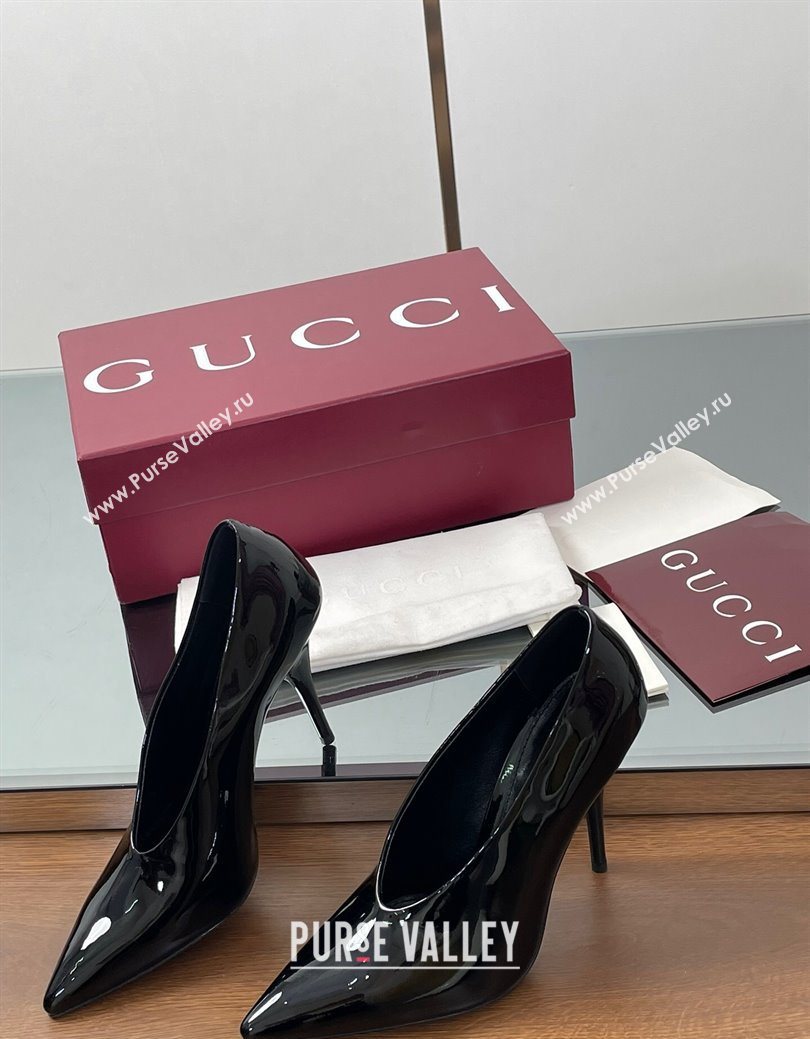 Gucci V Pumps 10.5cm in Patent Leather Black 2025 GG082801 (MD-250828172)
