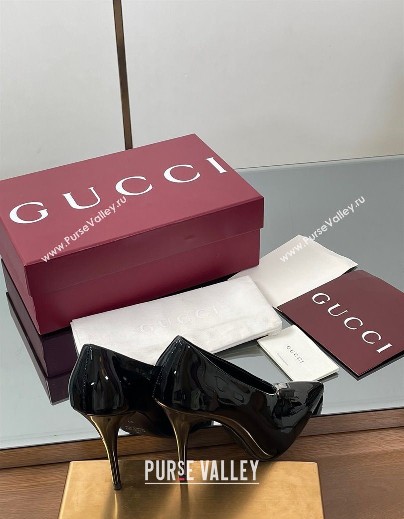 Gucci V Pumps 10.5cm in Patent Leather Black 2025 GG082801 (MD-250828172)
