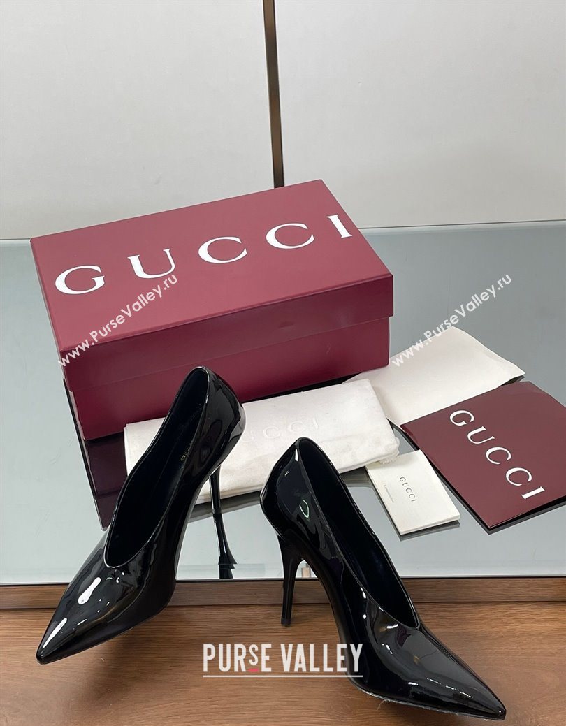 Gucci V Pumps 10.5cm in Patent Leather Black 2025 GG082801 (MD-250828172)