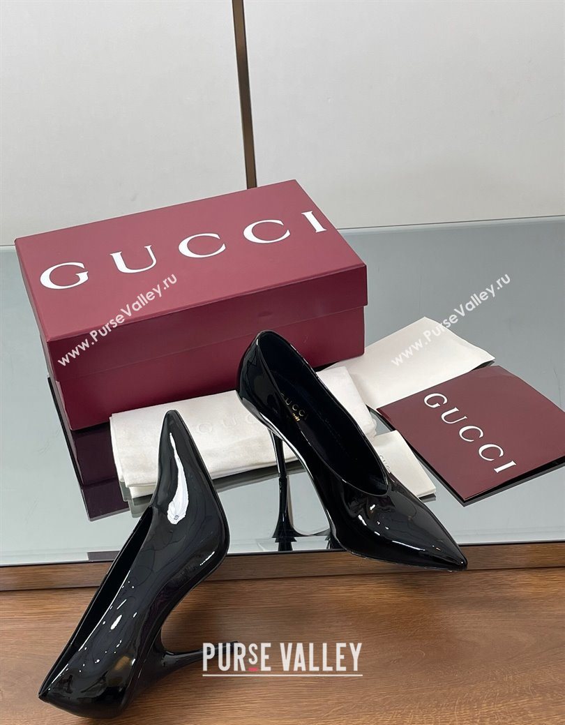 Gucci V Pumps 10.5cm in Patent Leather Black 2025 GG082801 (MD-250828172)
