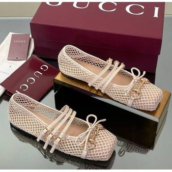 Gucci Mesh Ballet Flats with Horsebit Nude 2025 ‎835077 (SS-250828163)