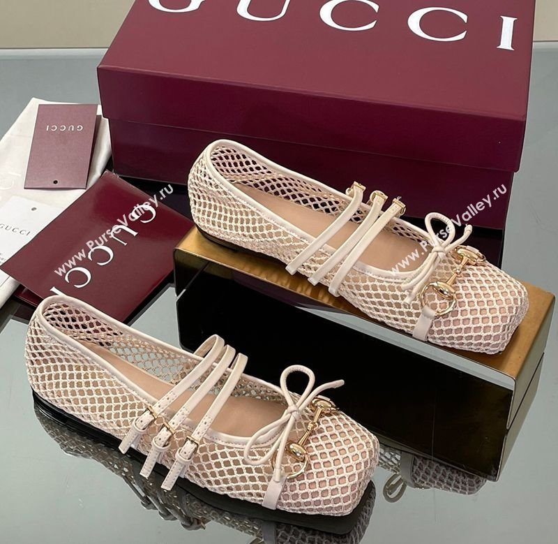 Gucci Mesh Ballet Flats with Horsebit Nude 2025 ‎835077 (SS-250828163)