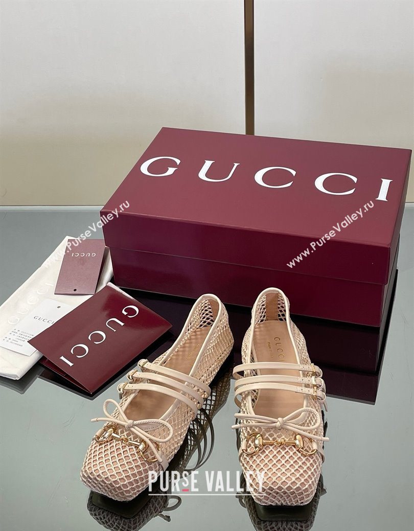 Gucci Mesh Ballet Flats with Horsebit Nude 2025 ‎835077 (SS-250828163)