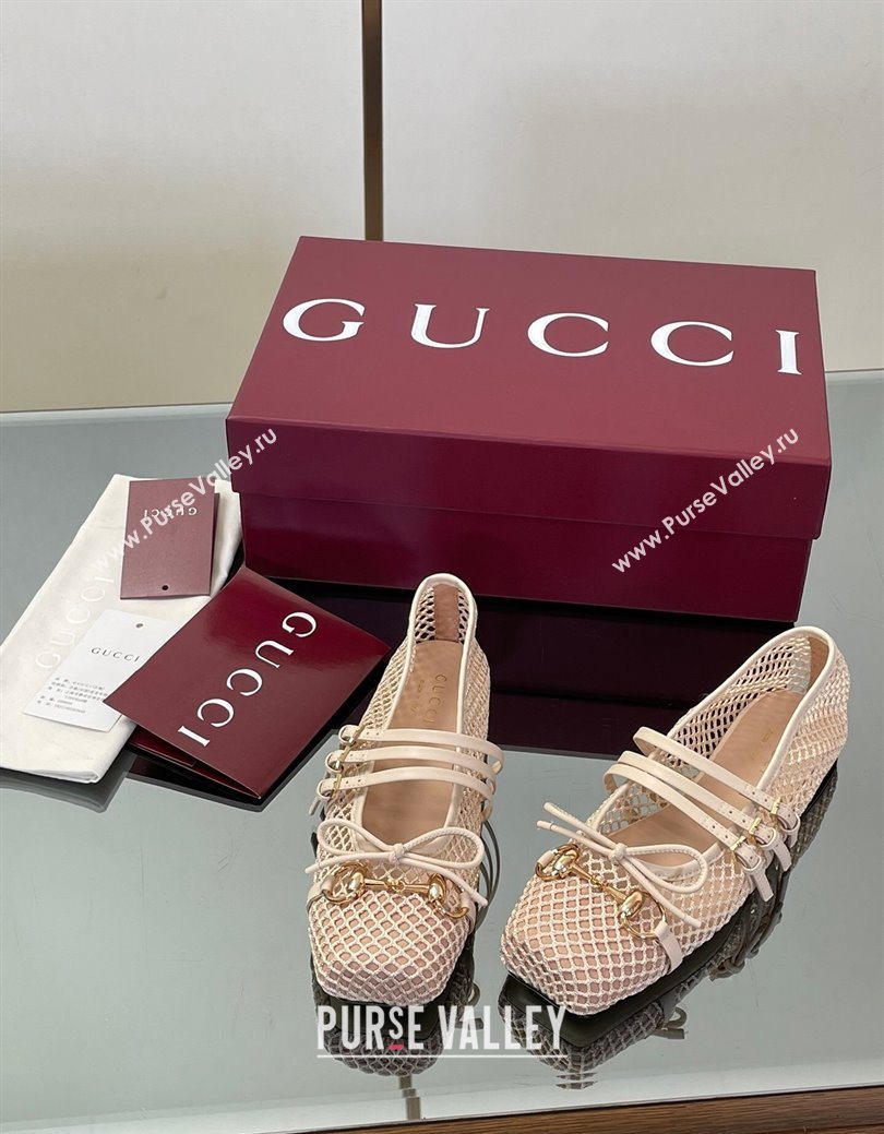 Gucci Mesh Ballet Flats with Horsebit Nude 2025 ‎835077 (SS-250828163)