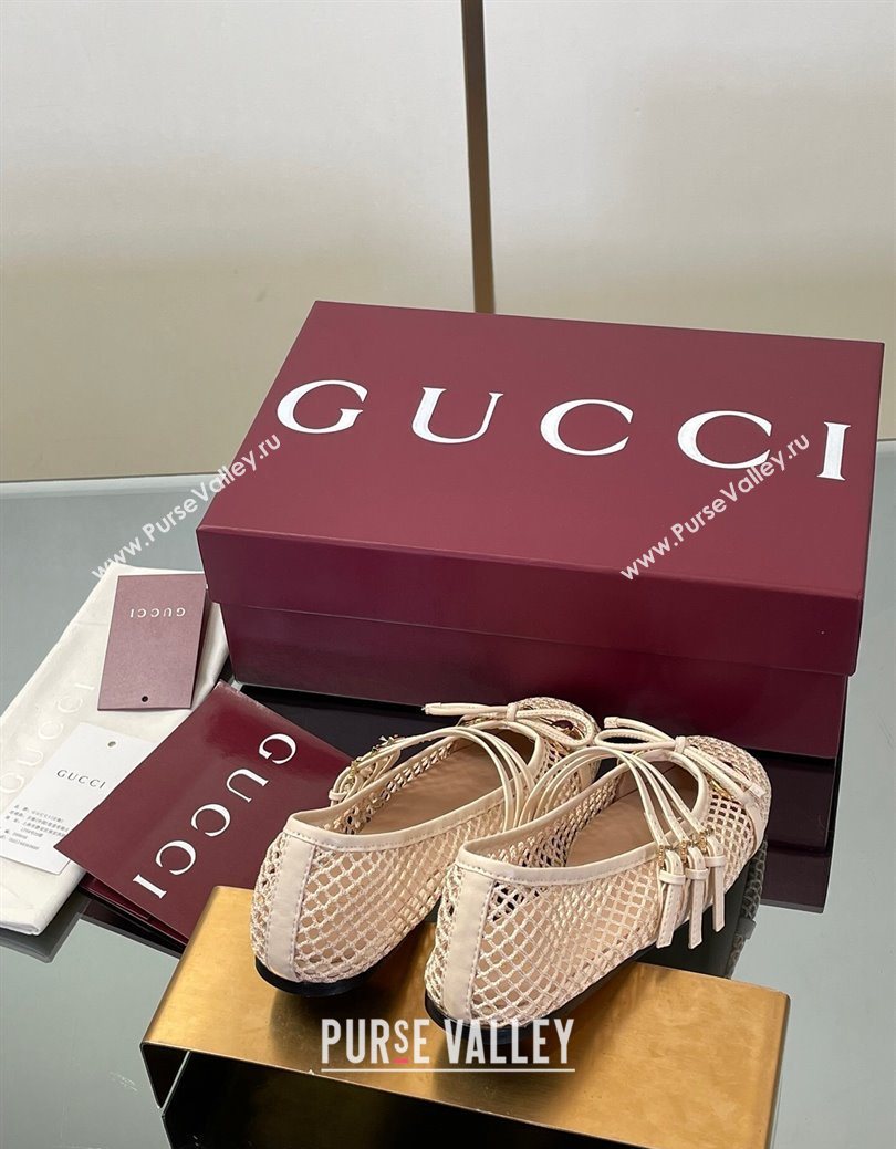 Gucci Mesh Ballet Flats with Horsebit Nude 2025 ‎835077 (SS-250828163)