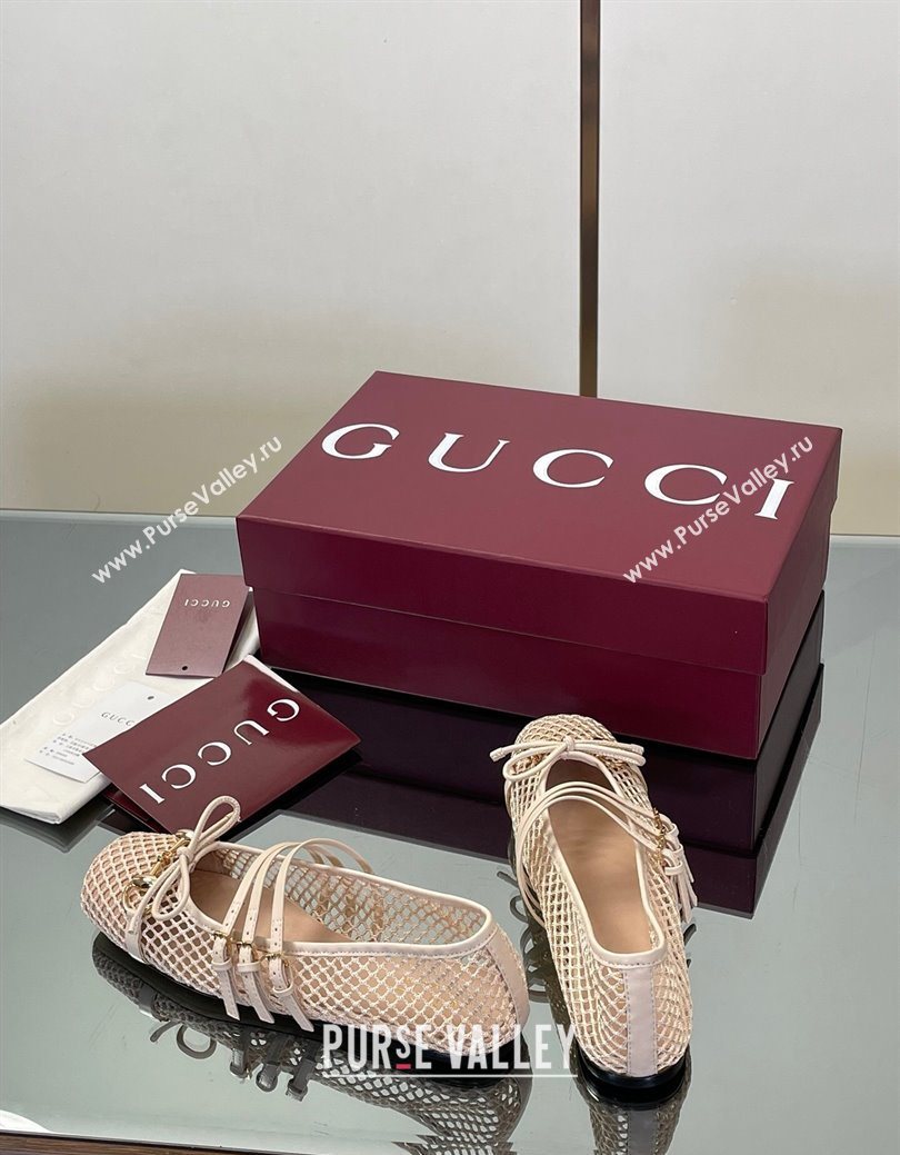 Gucci Mesh Ballet Flats with Horsebit Nude 2025 ‎835077 (SS-250828163)