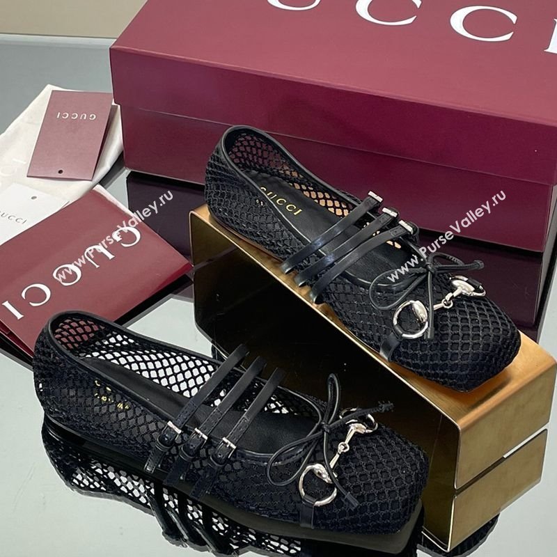 Gucci Mesh Ballet Flats with Horsebit Black 2025 ‎835077 (SS-250828165)