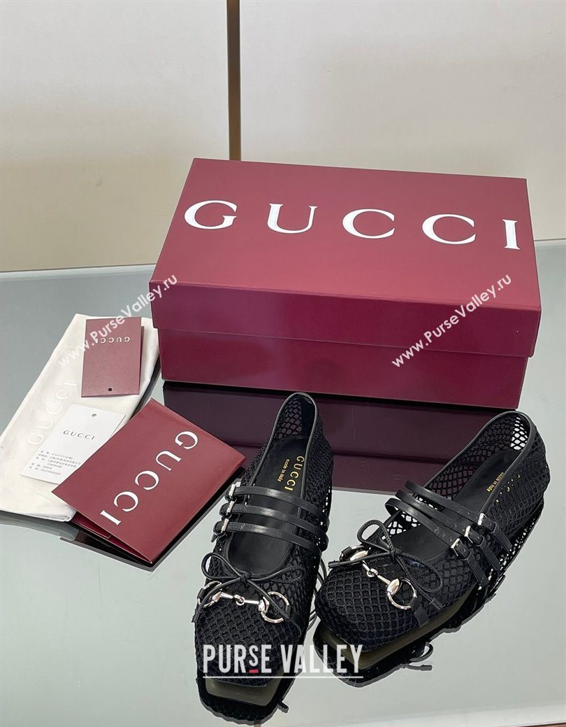 Gucci Mesh Ballet Flats with Horsebit Black 2025 ‎835077 (SS-250828165)