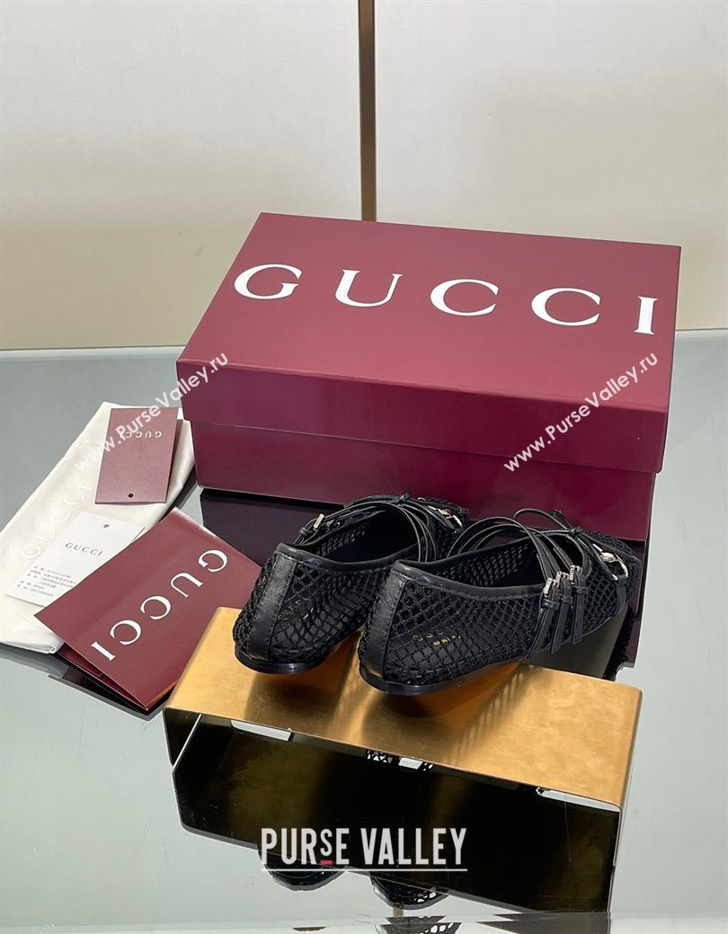 Gucci Mesh Ballet Flats with Horsebit Black 2025 ‎835077 (SS-250828165)