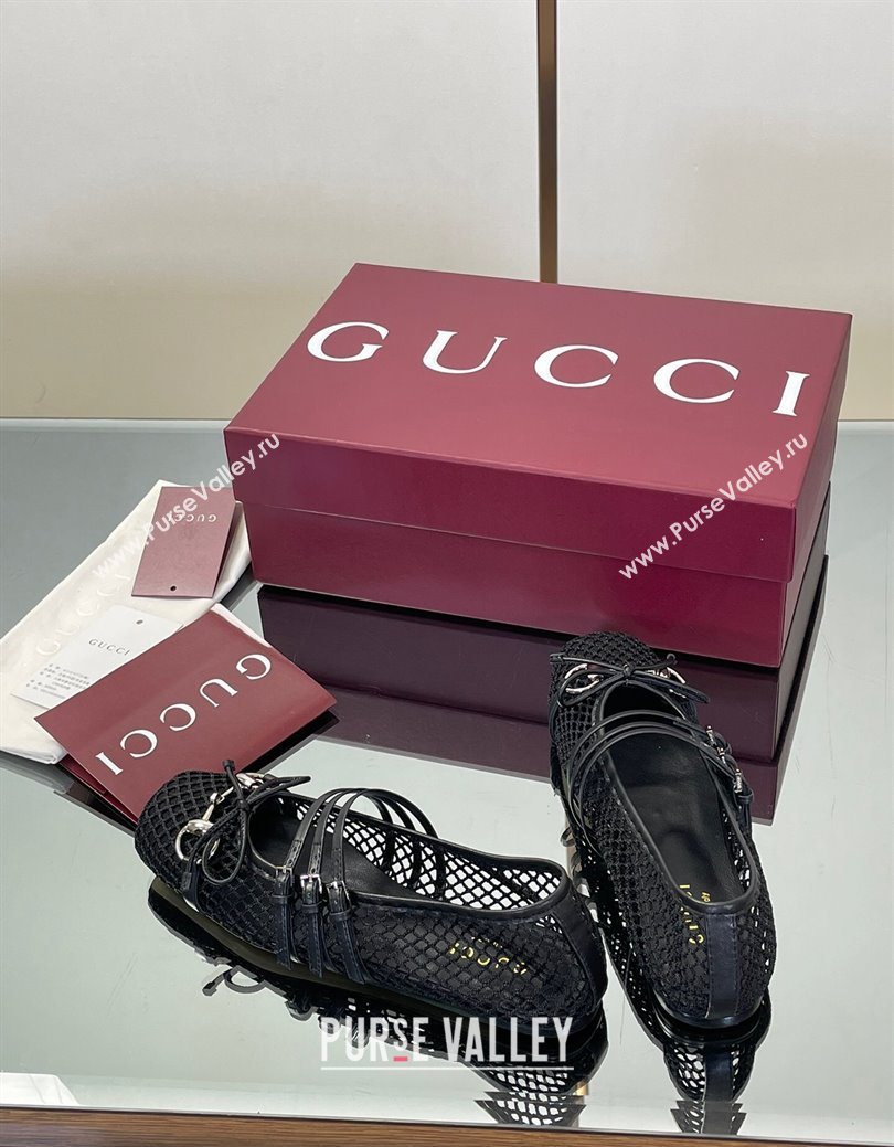 Gucci Mesh Ballet Flats with Horsebit Black 2025 ‎835077 (SS-250828165)