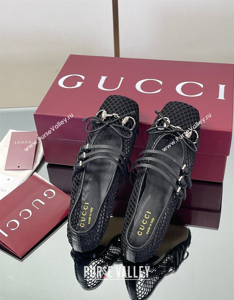 Gucci Mesh Ballet Flats with Horsebit Black 2025 ‎835077 (SS-250828165)