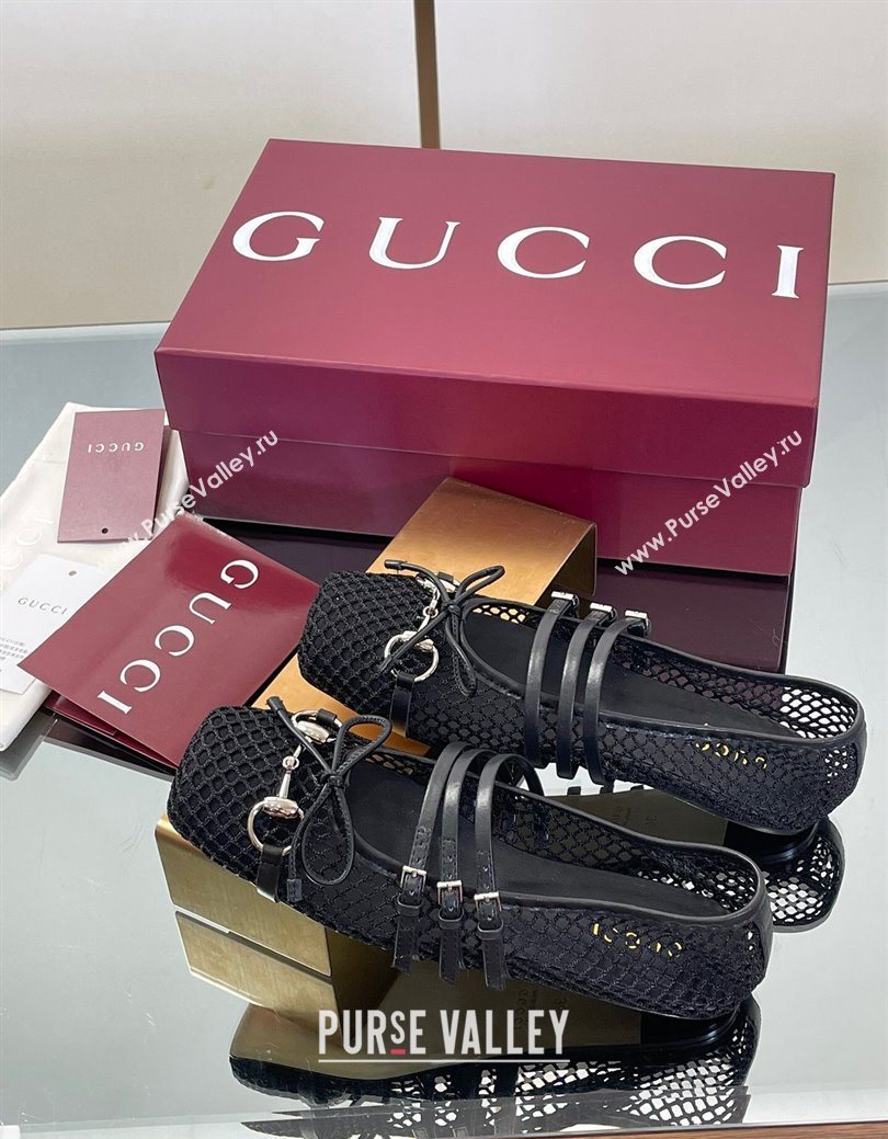 Gucci Mesh Ballet Flats with Horsebit Black 2025 ‎835077 (SS-250828165)