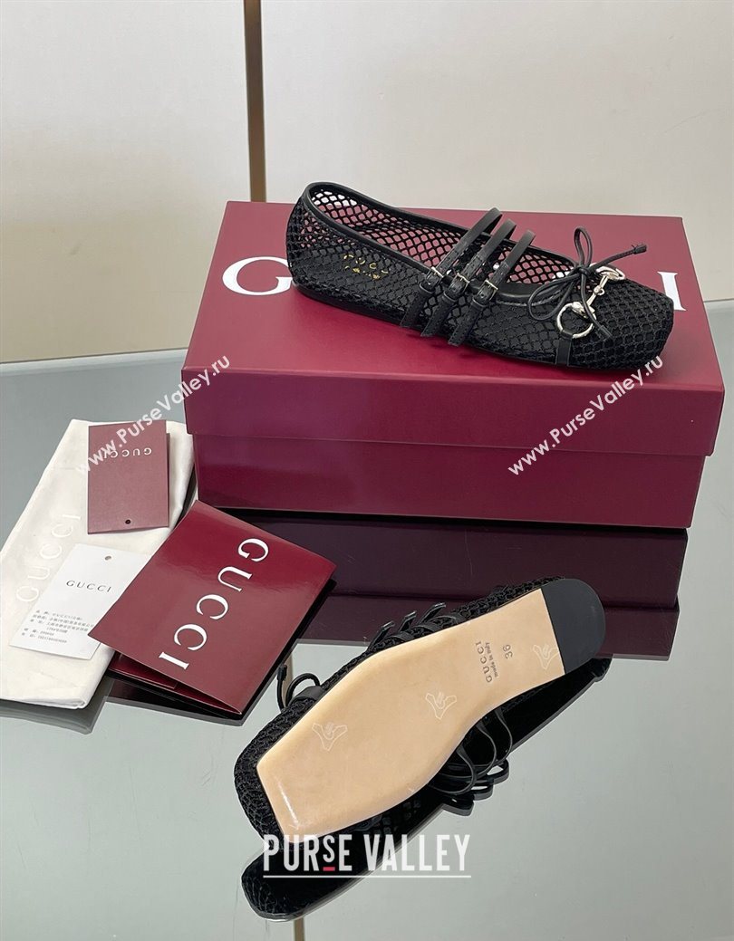 Gucci Mesh Ballet Flats with Horsebit Black 2025 ‎835077 (SS-250828165)