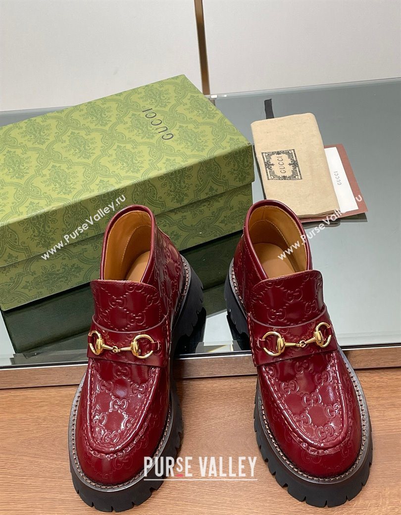 Gucci Horsebit Ankle Boots 4.5cm in GG Leather Red 2025 764206 (SS-250828176)