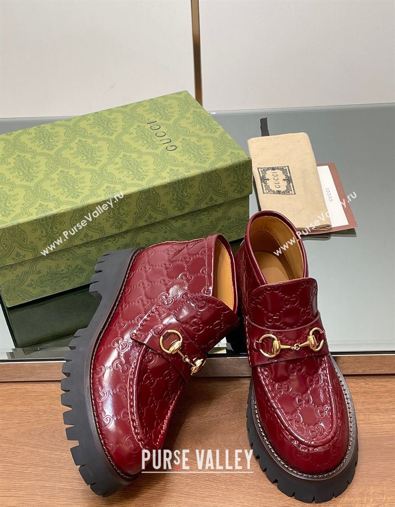 Gucci Horsebit Ankle Boots 4.5cm in GG Leather Red 2025 764206 (SS-250828176)