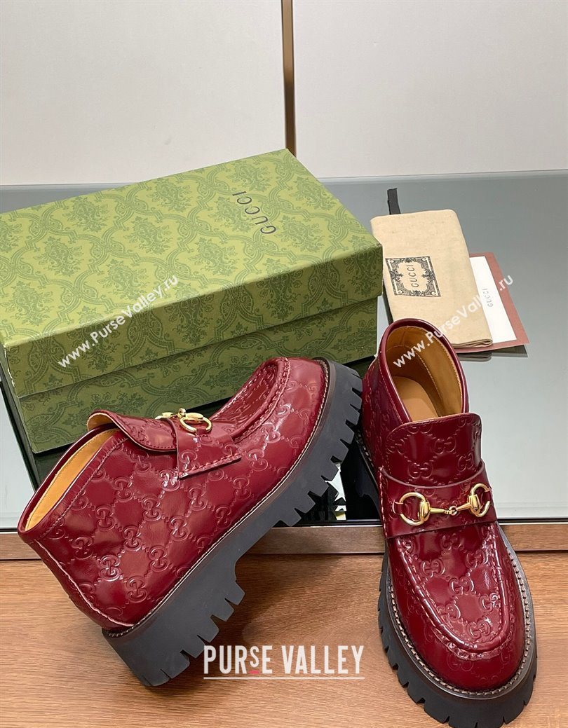 Gucci Horsebit Ankle Boots 4.5cm in GG Leather Red 2025 764206 (SS-250828176)
