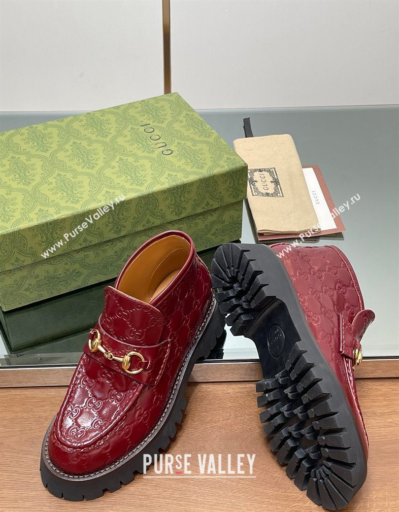 Gucci Horsebit Ankle Boots 4.5cm in GG Leather Red 2025 764206 (SS-250828176)