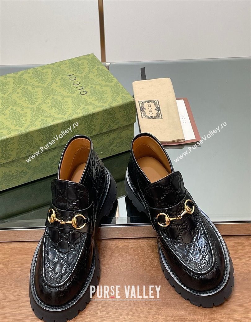 Gucci Horsebit Ankle Boots 4.5cm in GG Leather Black 2025 764206 (SS-250828177)