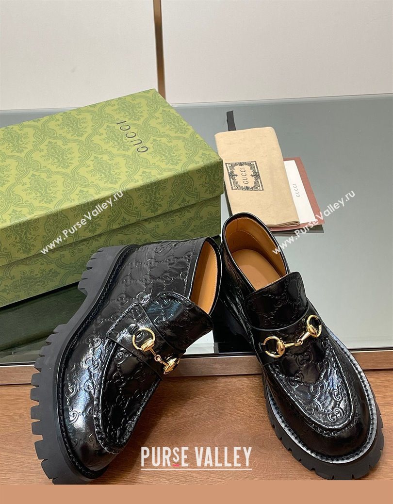 Gucci Horsebit Ankle Boots 4.5cm in GG Leather Black 2025 764206 (SS-250828177)