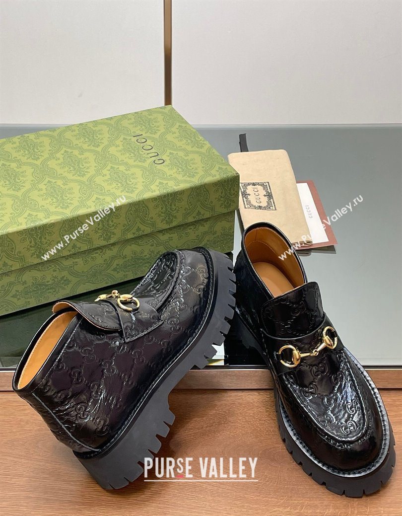 Gucci Horsebit Ankle Boots 4.5cm in GG Leather Black 2025 764206 (SS-250828177)