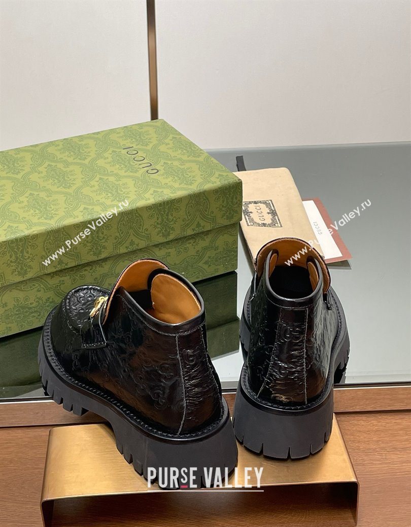 Gucci Horsebit Ankle Boots 4.5cm in GG Leather Black 2025 764206 (SS-250828177)