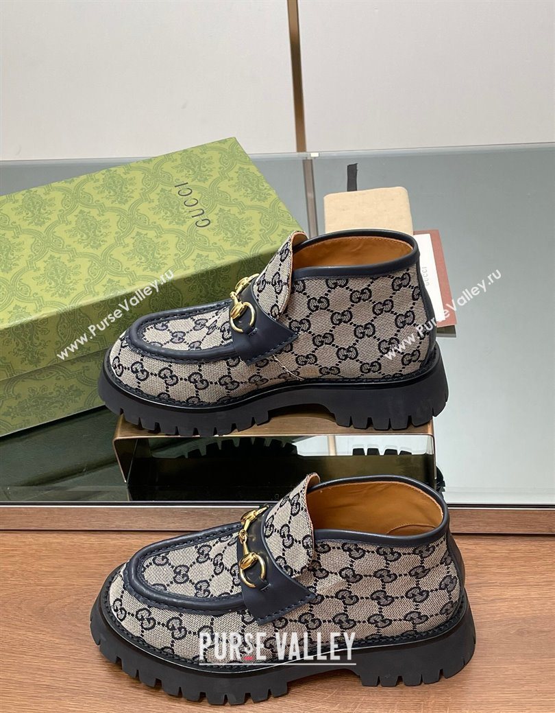 Gucci Horsebit Ankle Boots 4.5cm in GG Canvas Grey 2025 764206 (SS-250828178)