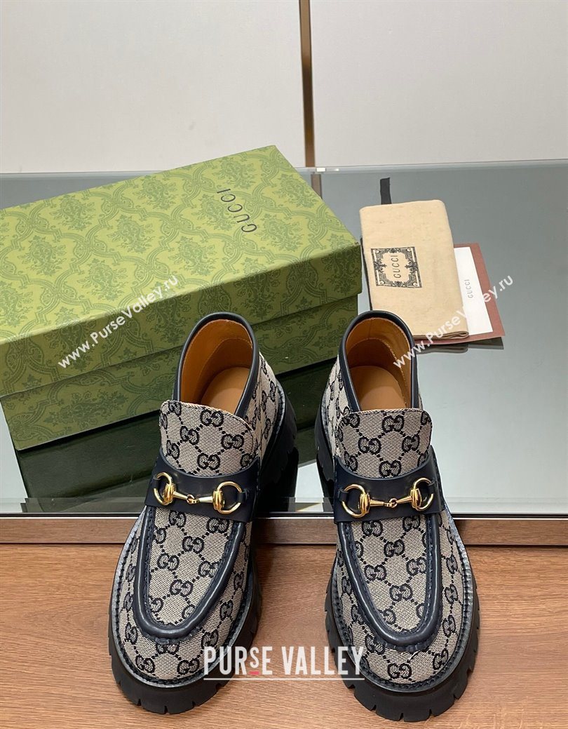 Gucci Horsebit Ankle Boots 4.5cm in GG Canvas Grey 2025 764206 (SS-250828178)