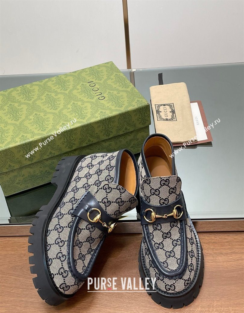 Gucci Horsebit Ankle Boots 4.5cm in GG Canvas Grey 2025 764206 (SS-250828178)